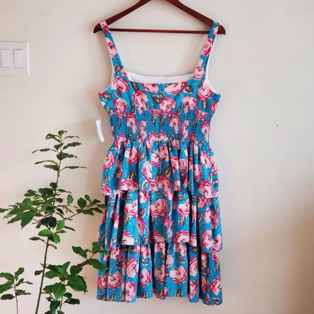 Betsey Johnson Vintage Rose Tiered Ruffle Dress Size 12 - Picture 8 of 8